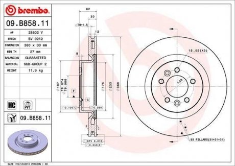 09.B858.11 BREMBO Тормозной диск