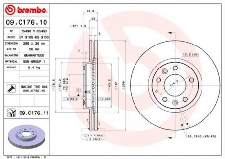 09.C176.11 BREMBO Тормозной диск