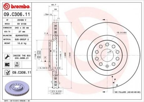 09C30611 BREMBO Тормозной диск