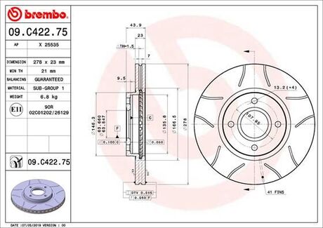 09C42275 BREMBO Диск тормозной MAX PRZOD