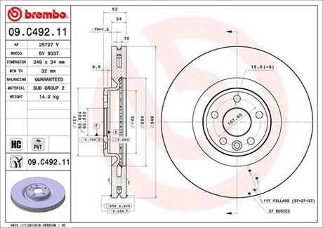 09C49211 BREMBO Диск тормозной