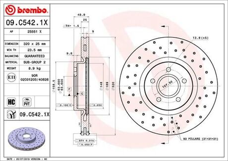 Гальмівний диск BREMBO 09C5421X