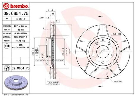 09C65475 BREMBO Тормозной диск