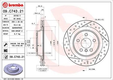 09.C743.21 BREMBO Тормозной диск