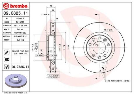 09C82511 BREMBO TARCZA HAMULCOWA PRZOD