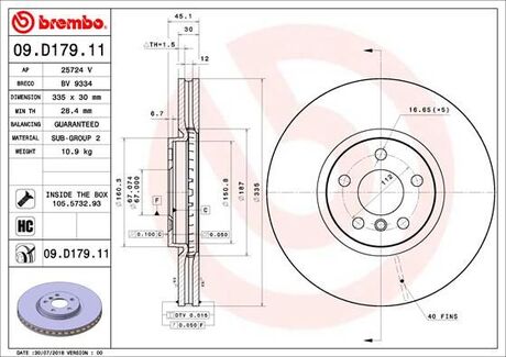 09D17911 BREMBO Диск тормозной