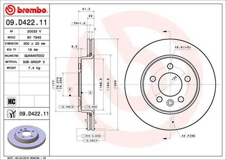 09D42211 BREMBO TARCZA HAMULCOWA TYL