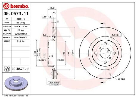 09.D573.11 BREMBO Тормозной диск