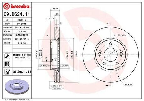 09D62411 BREMBO Tarcza ham. i30 16- CEED