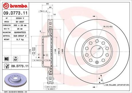 09D77311 BREMBO Диск тормозной