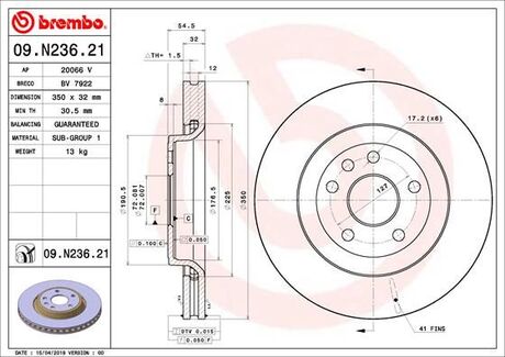 09N23621 BREMBO Тормозной диск