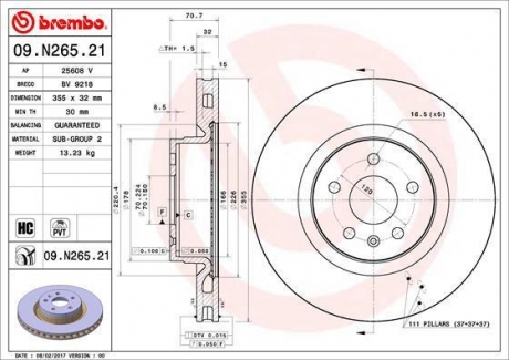 09.N265.21 BREMBO Диск тормозной