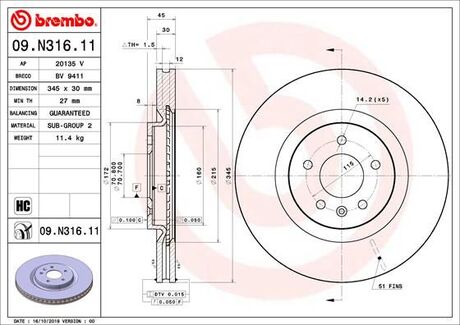 09N31611 BREMBO Tarcza ham. INSIGNIA B 17-