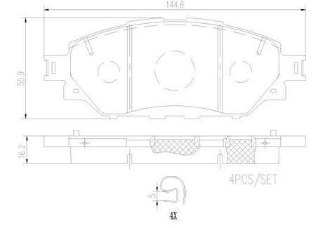 P83167 BREMBO Колодки тормозные передние (Advics) TOYOTA FORTUNER (_N15_, _N16_) 05/15->/TOYOTA HILUX VIII Pick-up