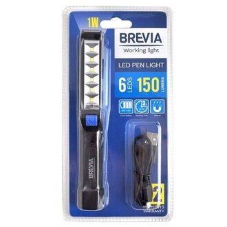 11210 BREVIA Brevia LED Pen Light 6SMD+1W LED, 150lm, 900mAh, microUSB