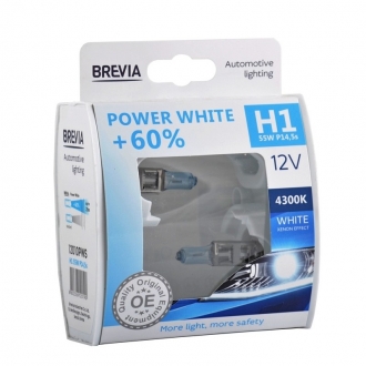 12010PWS BREVIA Галогеновые лампы BREVIA H1 POWER WHITE +60% 12010PWS