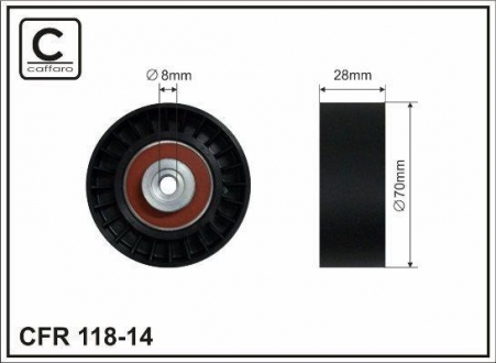 118-14 CAFFARO Ролик натяжной ремня Seat/Skoda/VW 1.0/1.2/1.7/1.9SDI 94-