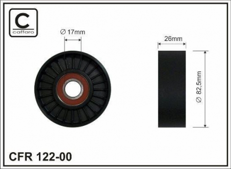 122-00 CAFFARO Ролик направляющий SANTA FE I, II, SONATA IV, TRAJET, TUCSON; KIA MAGENTIS