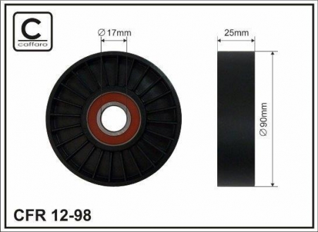 12-98 CAFFARO Ролик натяжителя Peugeot /Citroen 1,8-2,0 16V 94- +AC