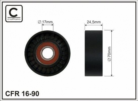 16-90 CAFFARO Ролик натяжной Volvo S40/S60/S70/S80/V40/V70 1,6-2,9 96-