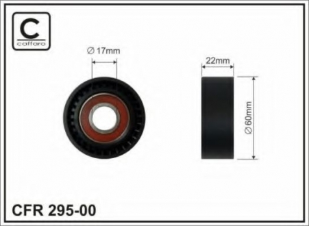 295-00 CAFFARO (60x17x22)Натяжний ролик Ford 1.8D/TD Servo+Klima