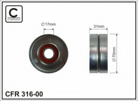 316-00 CAFFARO Ролик ремня Honda Civic VI, Civic VII, 1.6; 1.8 09.05- (70x17x31)