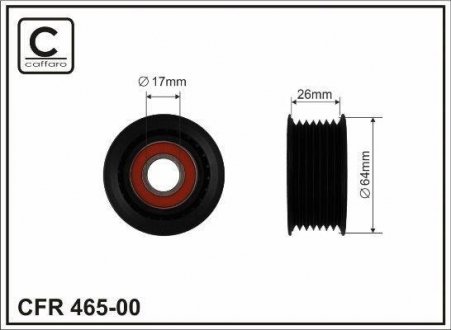 465-00 CAFFARO Ролик натяжной планки VW Golf III 2.8VR6 92-97 Ford Galaxy 2.8V6 95-00