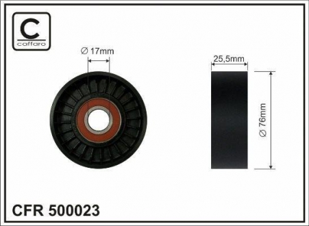 500023 CAFFARO Ролик натяжной ремня генератора Mitsubishi Outlander XL 3.0 07-
