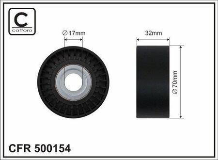 500154 CAFFARO 70x17x31 metal Ролик BMW 5 (F10), 7 (F01, F02, F03, F04), X3 (F25) 2.5/3.0 06.08-