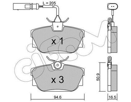 822-346-1 CIFAM CIFAM VW Тормозные колодки задн.с датч.T4 90-