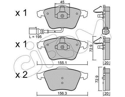 822-549-4 CIFAM CIFAM Тормозные колодки перед. AUDI A3/TT VW Golf V, Passat 05- SEAT Leon (с датч.)