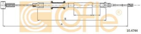 10.4744 COFLE Трос ручного тормоза зад. Ducato/Boxer 06- Л=Пр. (1390/1075) COFLE 10.4744