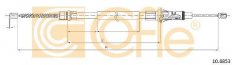 10.6853 COFLE Трос ручного тормоза зад. Master/Movano 98- Л=Пр. (барабан/короткая база) (1420/1055) COFLE 10.6853
