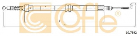 10.7392 COFLE Трос ручного тормоза зад. T4 97- Л=Пр. (949/715) COFLE 10.7392