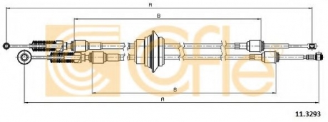 11.3293 COFLE Трос КПП Fiat/Citroen/Peugeot Scudo L-900mm