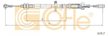 1171.7 COFLE Трос ручного тормоза перед. Ducato/Boxer 94-02 (1059/761) COFLE 1171.7