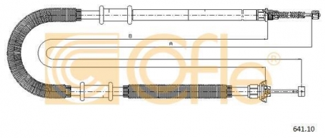 641.10 COFLE Трос ручного тормоза зад. Doblo Cargo 01-10 Пр. (1755/1465) COFLE 641.10