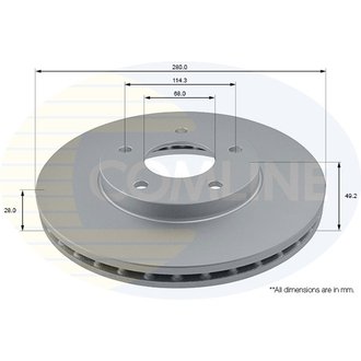 - Диск гальмівний вентильований з покриттям Comline ADC0260V
