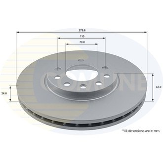 - Диск гальмівний вентильований з покриттям Comline ADC1113V
