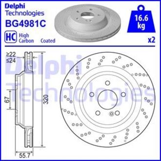 BG4981C Delphi Диск тормозной MB SL280, SL300, SL350, SL500