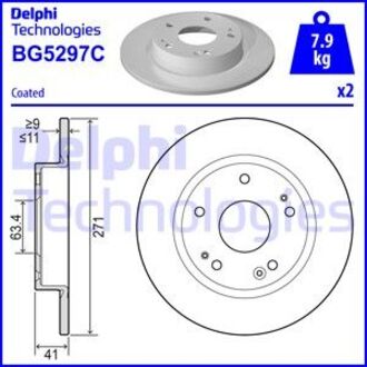 BG5297C Delphi TARCZA HAMULCOWA TYL