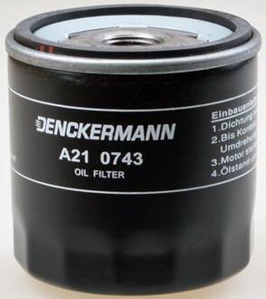 A210743 Denckermann Фильтр масляный двигателя VW GOLF VI, VII, SKODA FABIA III 1.0-1.5 TSI 12- (пр-во DENCKERMANN)