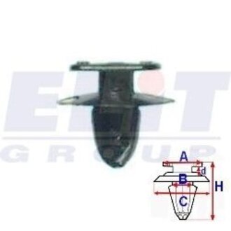 R 11342 ELIT Клипса обивки двери (к-т:10 шт) размер:A = 10,6mm/B = 5,1mm/C = 13,6mm/d = 2,6mm/H = 12mm