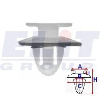 R 11361 ELIT Клипса обивки двери (к-т:10 шт) размер:A = 13,1mm/B = 9,4mm/C = 17,2mm/d = 3,2mm/H = 16,7mm