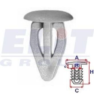 R 11450 ELIT Клипса багажника (к-т:10 шт) размер:A = 13,6mm/B = 8,7mm/C = 9,9mm/H = 19,9mm