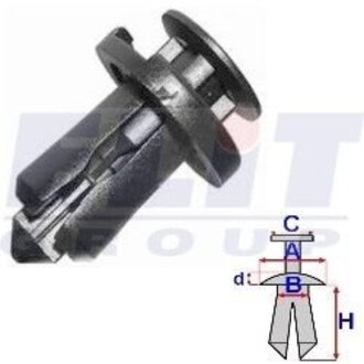 Дюбель подкрылков (к-т:10 шт) размер:A = 17,9mm/B = 9,6mm/C = 13,5mm/d = 2,3mm/H = 19,2mm ELIT R B22089