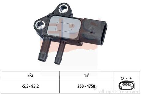1.993.297 EPS Датчик тиску каталізатора (сажевого фільтра) Audi A4 (B7), A6 (C6), A8, Q7 TDI 03- VW Caddy, Crafter, T5, Passat (B6) 2.0TDI 03-05, Touareg 5.0TDI 02-10