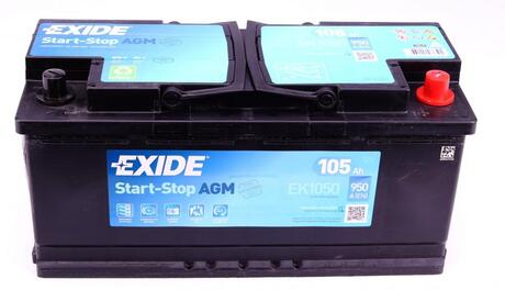 EK1050 EXIDE Аккумулятор 105ah-12v exide agm (392х175х190),r,en950