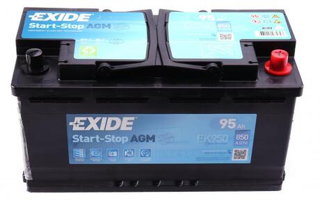 EK950 EXIDE Аккумулятор 95ah-12v exide agm (353х175х190),r,en850