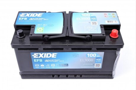 EL1000 EXIDE Аккумулятор 100ah-12v exide efb (353х175х190),r,en900